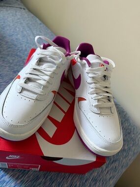 Nike Gamma Force Sneakers in White, Fuchsia & Wild Mango